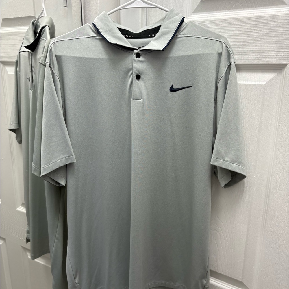 Nike Men's Gray Golf Polo Shirt with Black Accents